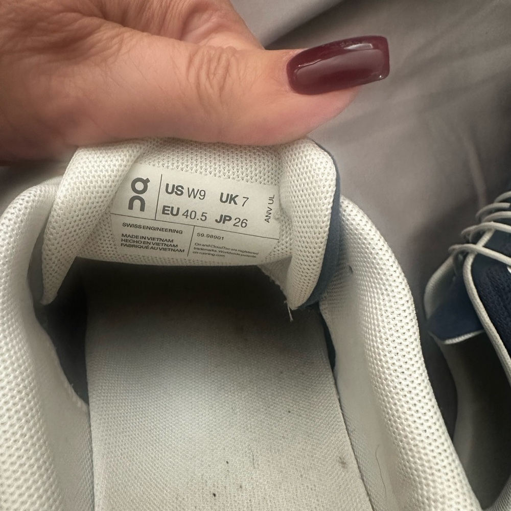 On Cloud Running White and Navy Sneakers - Picture 5 of 5